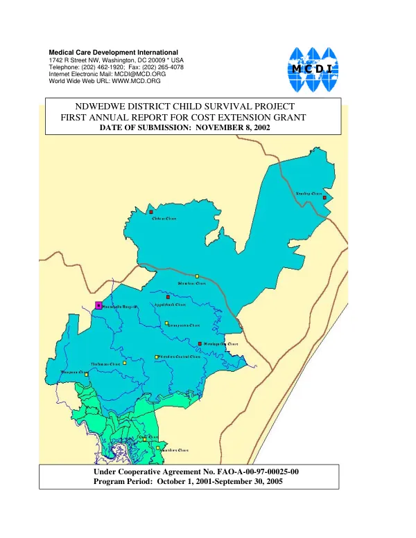 Ndwedwe District[, South Africa] child survival project : first annual report for cost extension grant