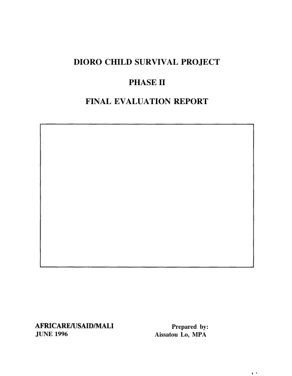 Dioro child survival project, phase II : final evaluation report