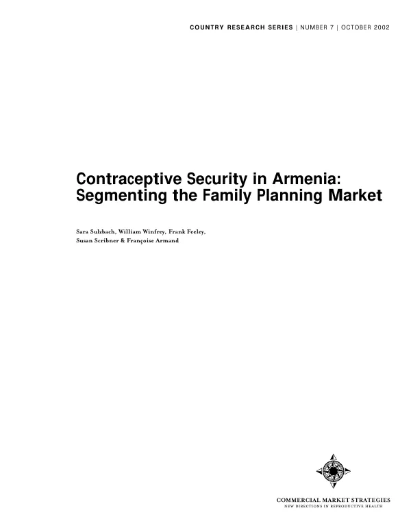 Contraceptive security in Armenia : segmenting the family planning market