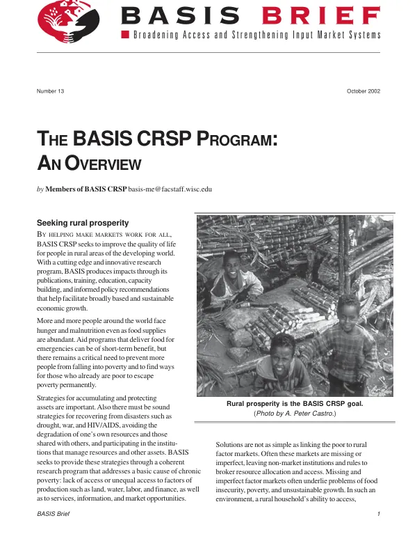 The BASIS CRSP program : an overview