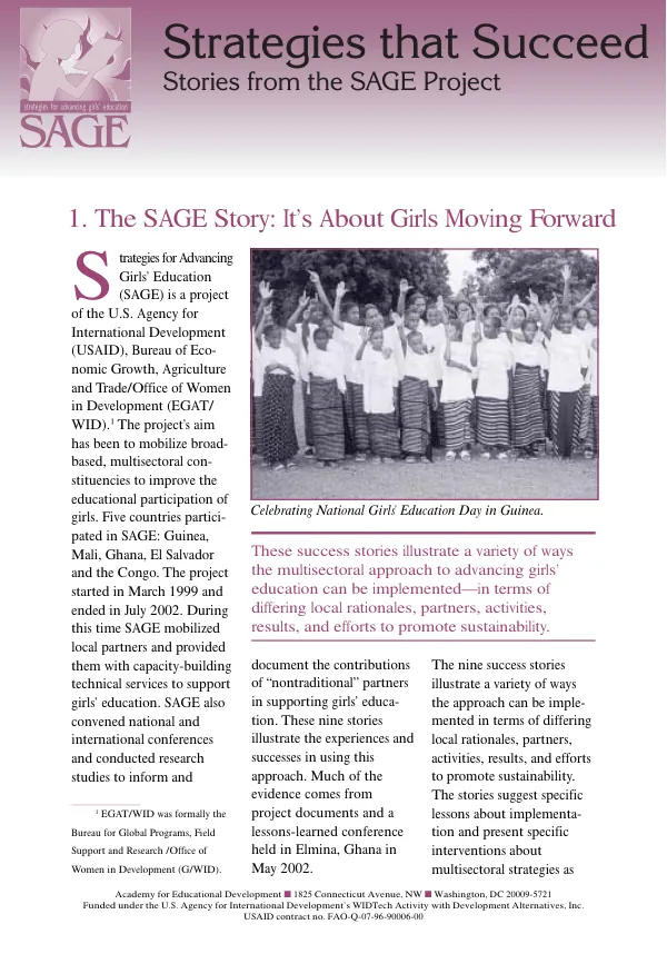 The SAGE story : it"s about girls moving forward