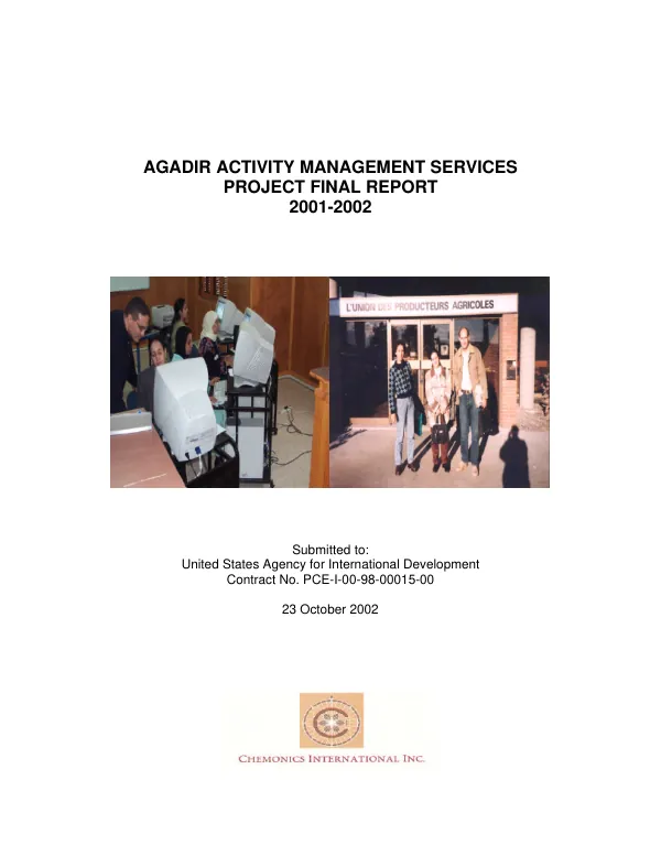 Agadir[, Morocco] activity management services : project final report -- 2001-2002