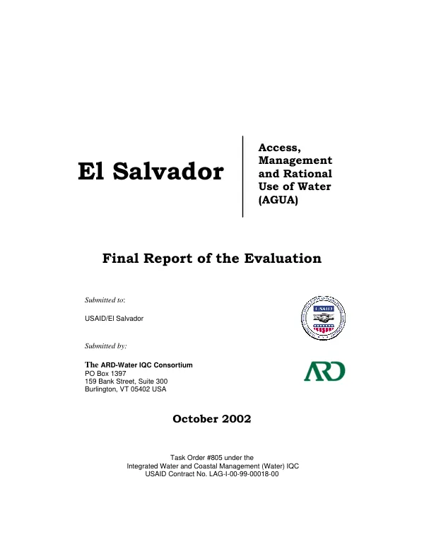 El Salvador : access, management and rational use of water (AGUA) -- final report of the evaluation
