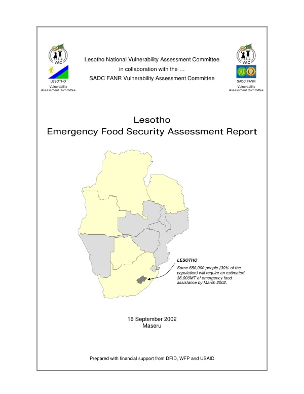 Lesotho emergency food security assessment report
