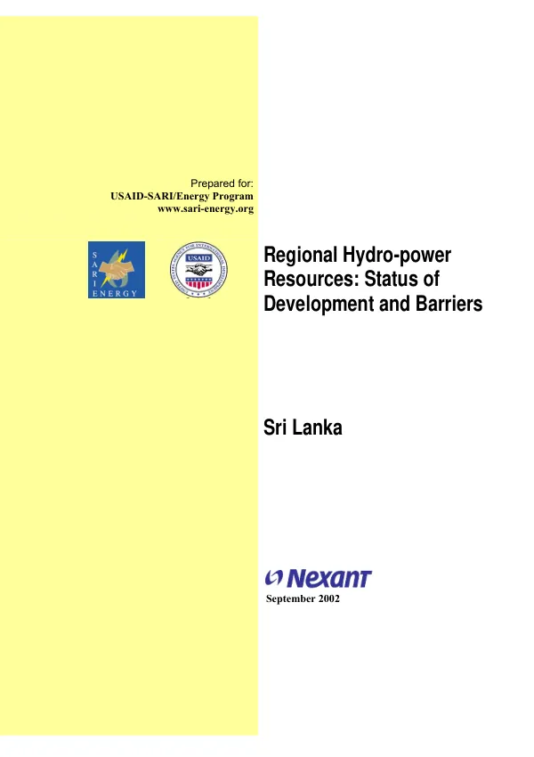 Regional hydro-power resources : status of development and barriers -- Sri Lanka