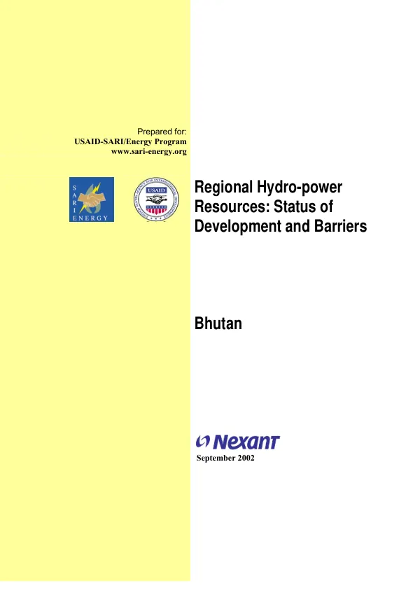 Regional hydro-power resources : status of development and barriers -- Bhutan
