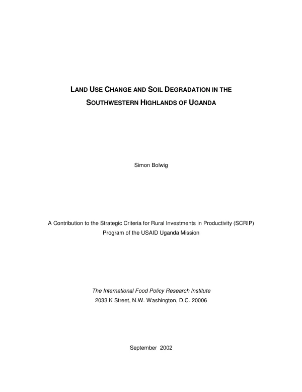 Land use change and soil degradation in the southwestern highlands of Uganda