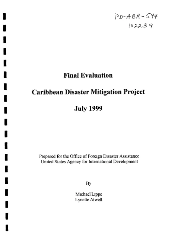 Final evaluation : Caribbean disaster mitigation project