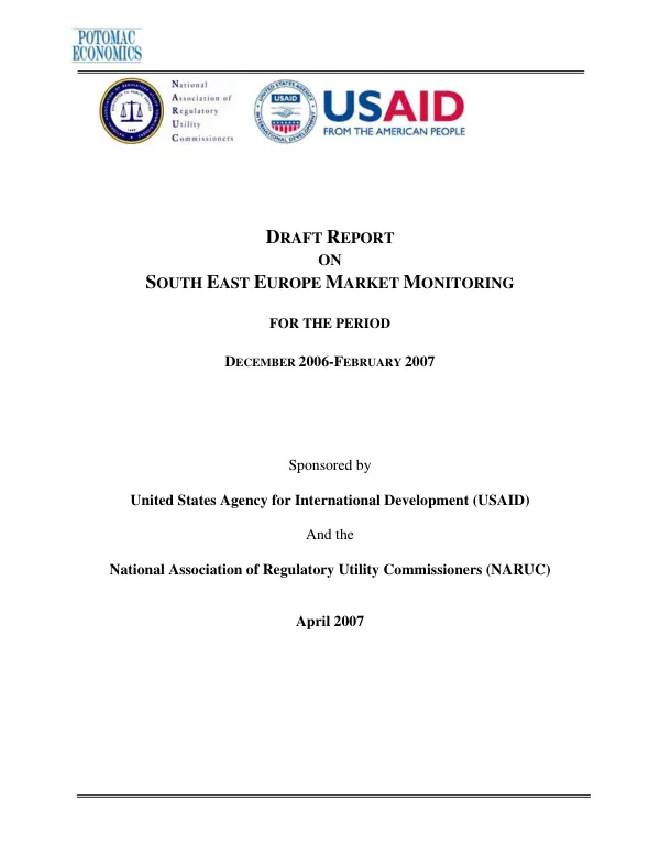 Draft report on South East Europe market monitoring for the period December 2006-February 2007