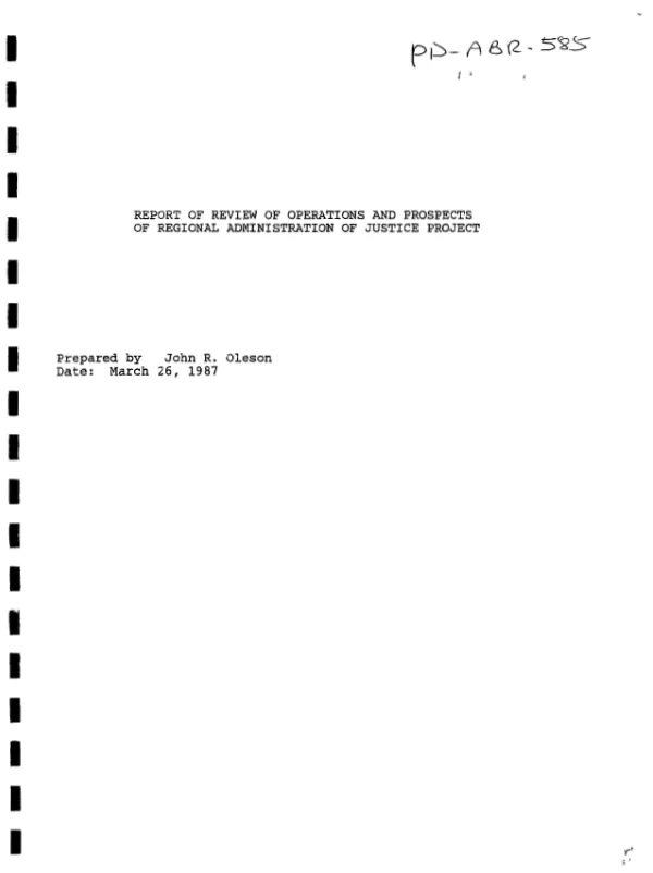 Report of review of operations and prospects of regional administration of justice project