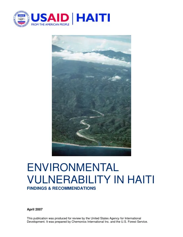 Environmental vulnerability in Haiti : findings & recommendations