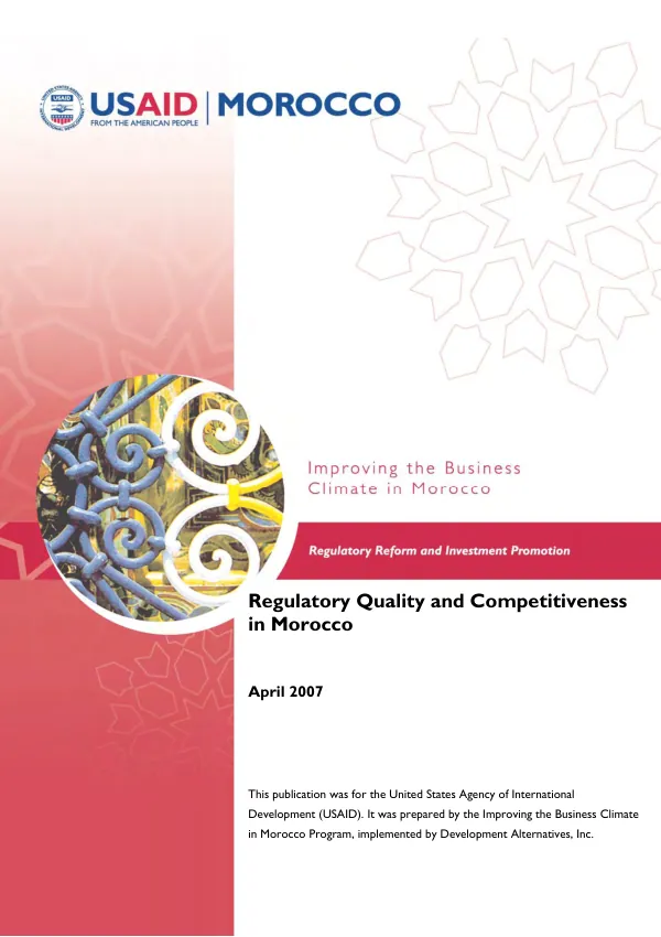 Regulatory quality and competitiveness in Morocco