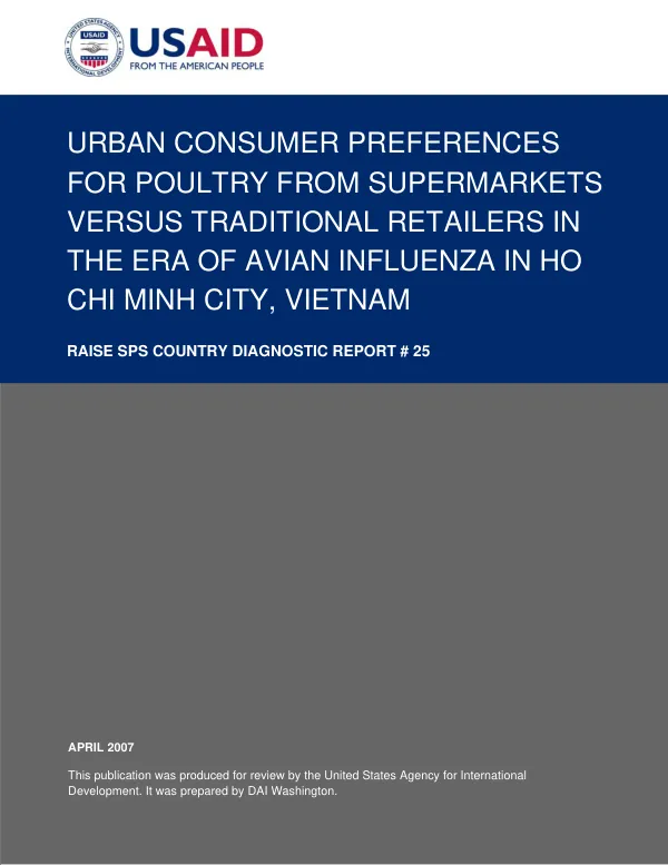 Urban consumer preferences for poultry from supermarkets versus traditional retailers in the era of avian influenza in Ho Chi Minh City, Vietnam