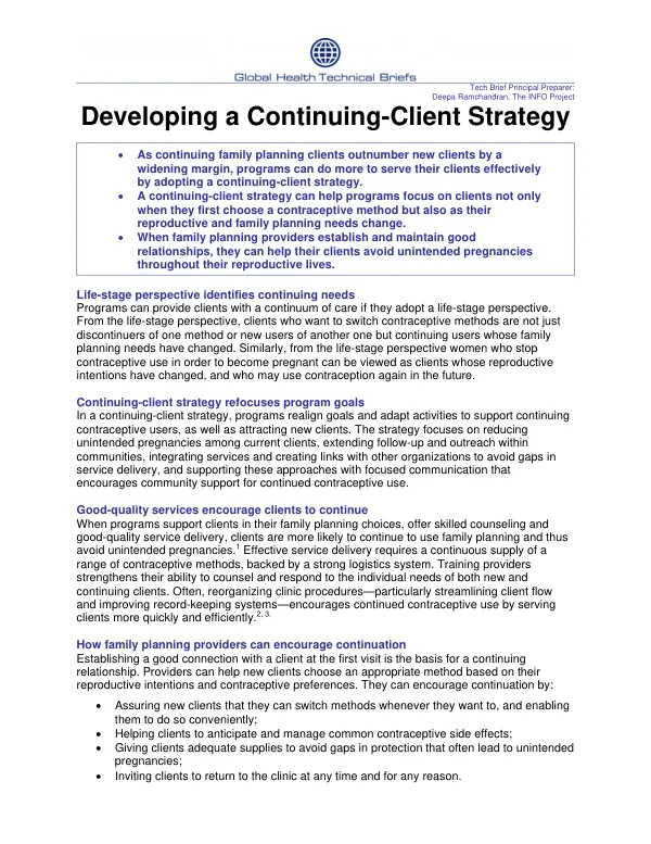 Developing a continuing-client strategy
