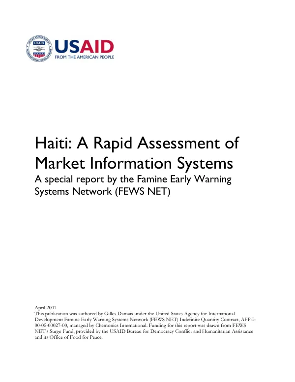 Haiti : a rapid assessment of market information systems
