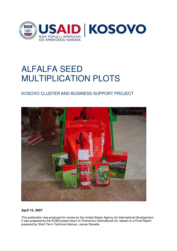 Alfalfa seed multiplication plots