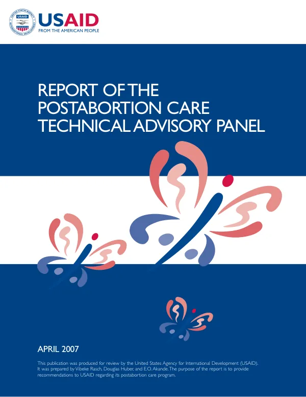 Report of the postabortion care technical advisory panel