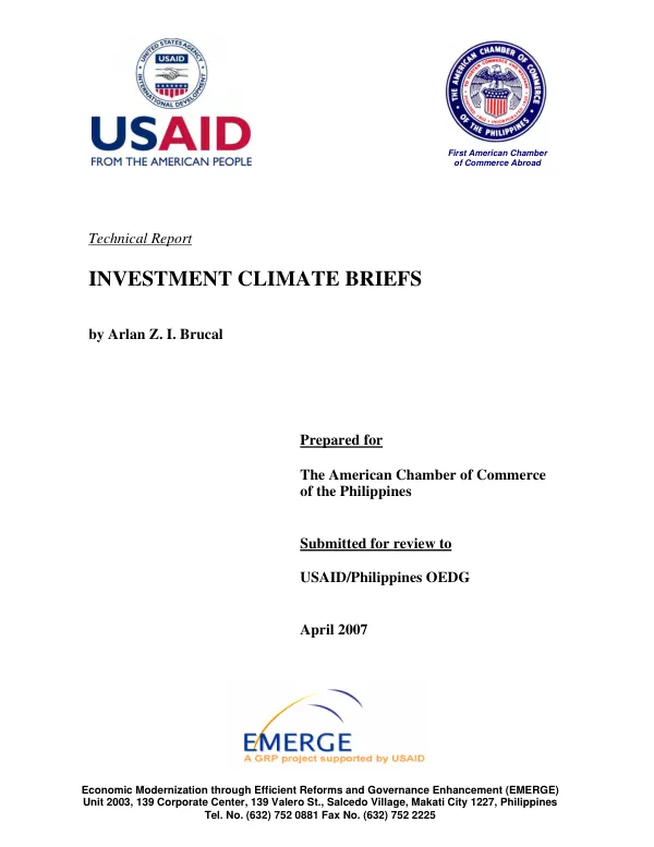 Investment climate briefs