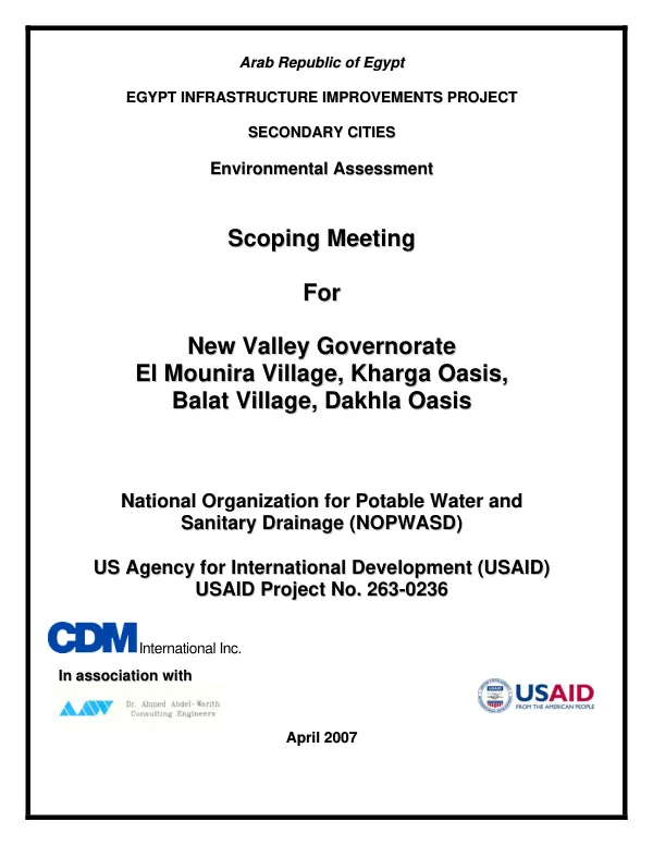 Scoping meeting for New Valley Governorate, El Mounira Village, Kharga Oasis, Balat Village, Dakhla Oasis