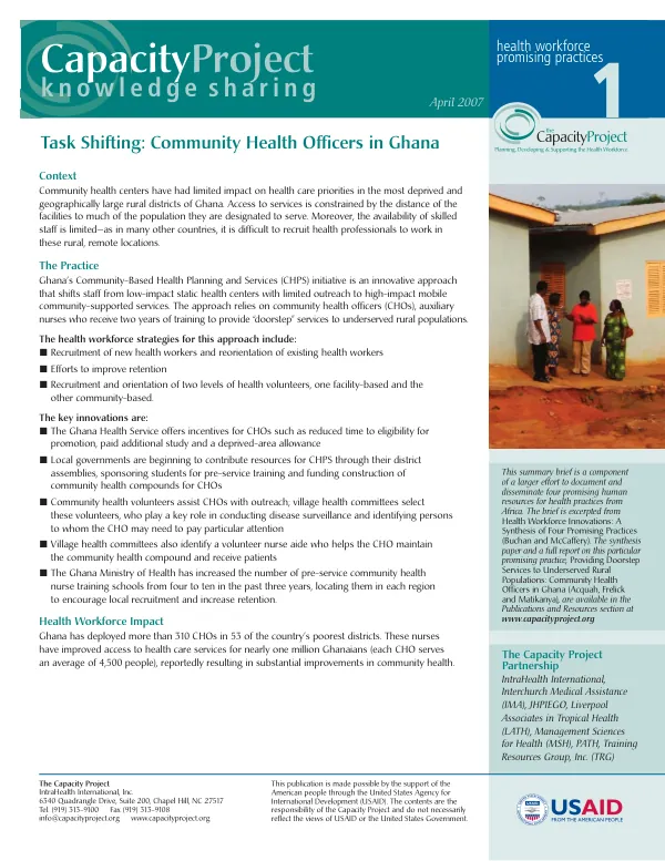 Task shifting : community health officers in Ghana