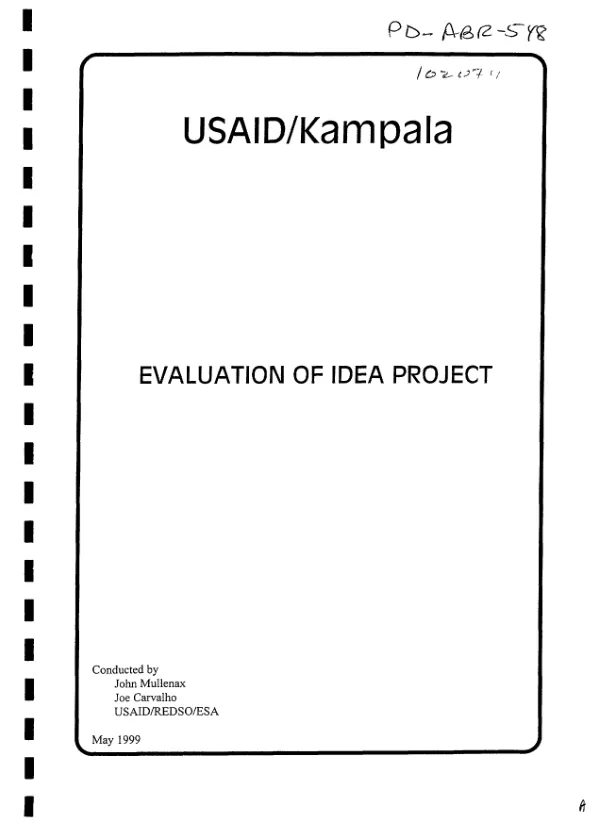 USAID/Kampala : evaluation of IDEA [investment in developing export agriculture] project