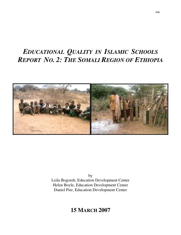Educational quality in Islamic schools : report no. 2 -- the Somali region of Ethiopia