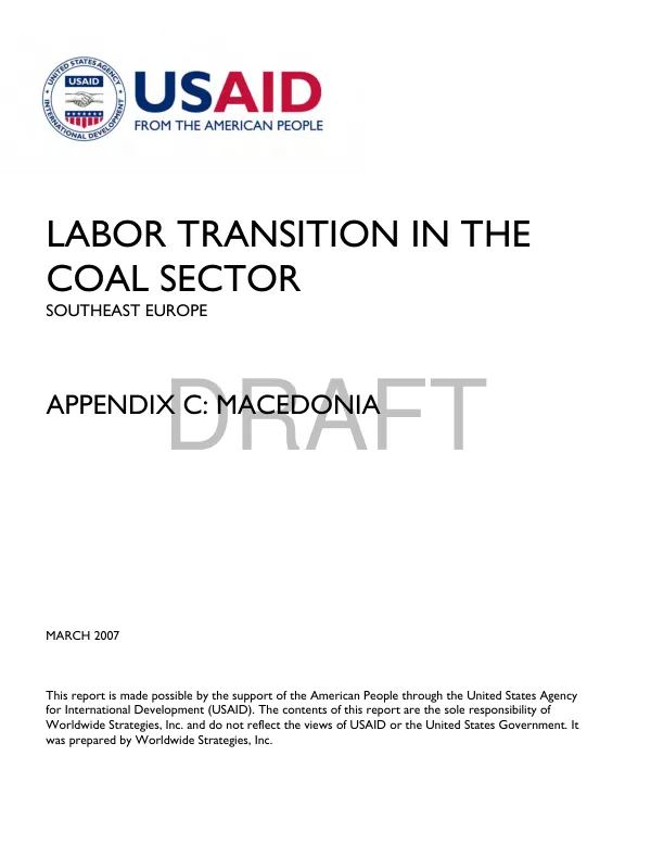 Labor transition in the coal sector : Southeast Europe. Appendix B : Macedonia
