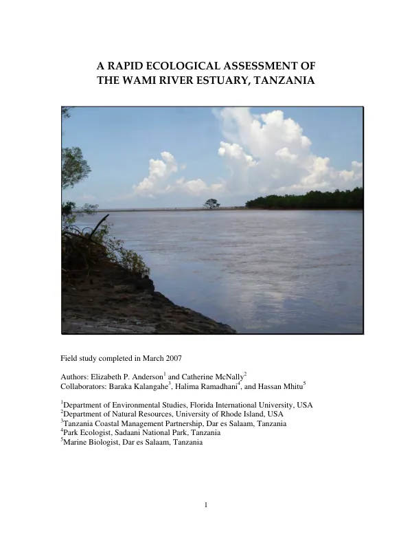 A rapid ecological assessment of the Wami River Estuary, Tanzania