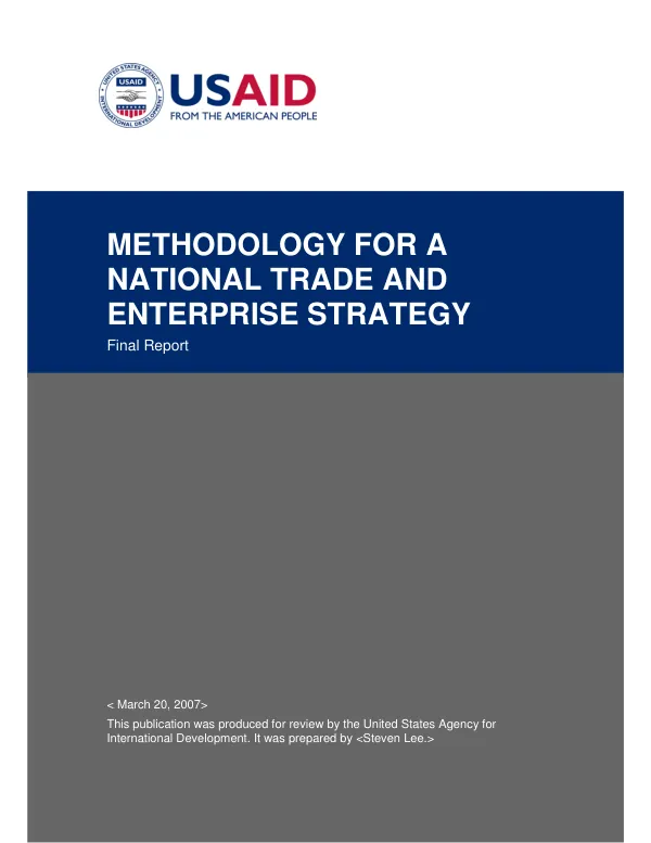 Methodology for a national trade and enterprise strategy : final report