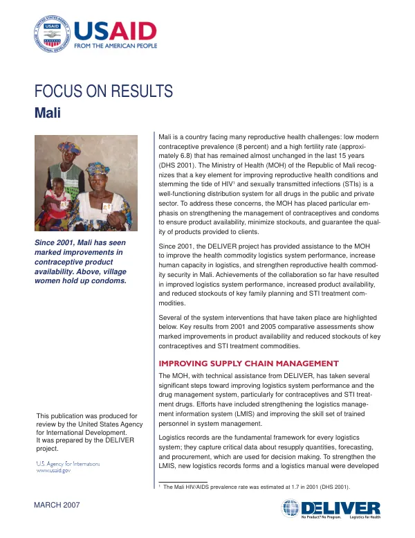 Focus on results : Mali