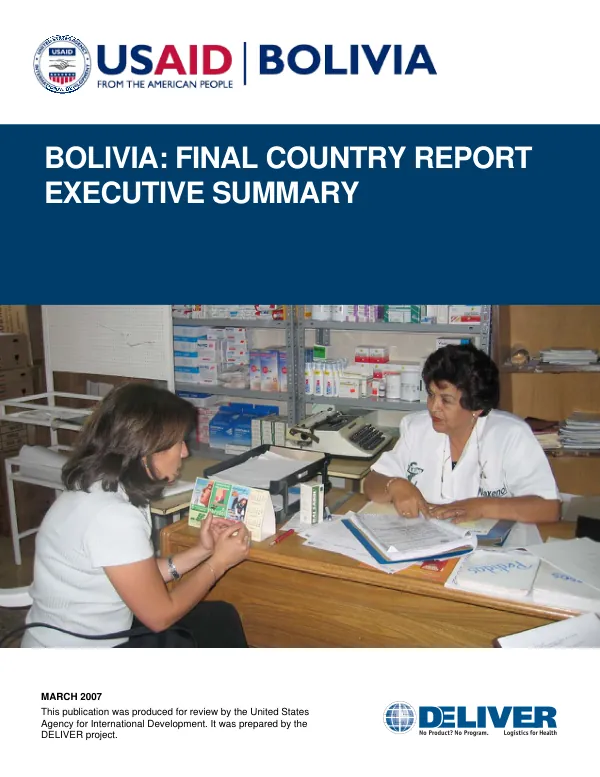 Bolivia : final country report executive summary