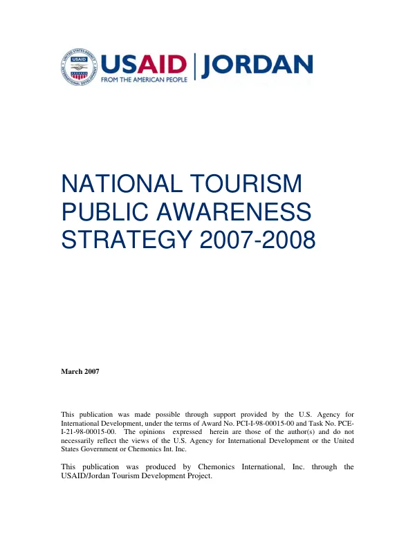 National tourism public awareness strategy 2007-2008