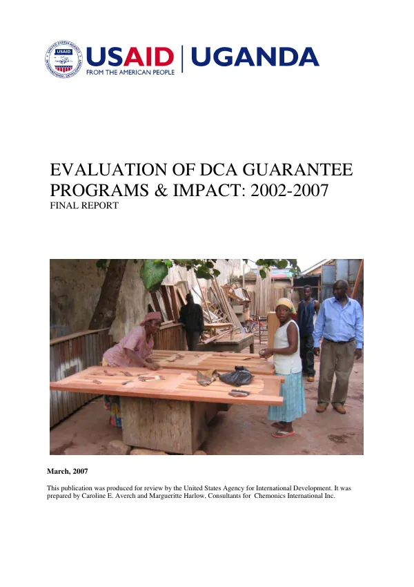 Evaluation of DCA guarantee programs & impact : 2002-2007 -- final report