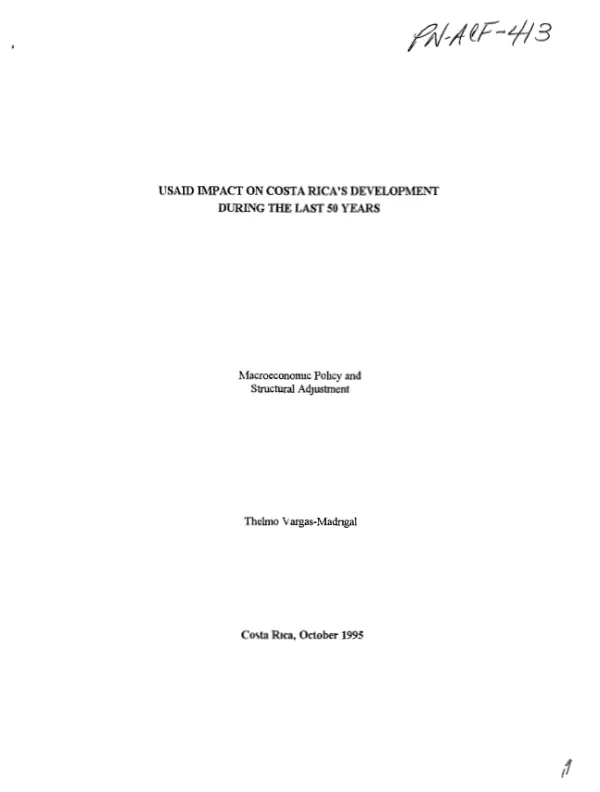 USAID impact on Costa Rica's development during the last 50 years : macroeconomic policy and structural adjustment