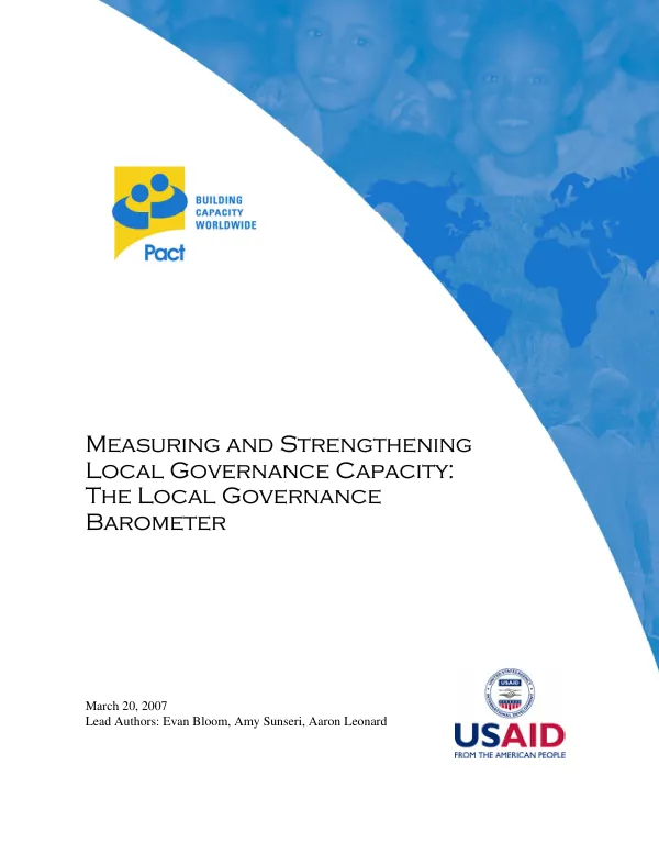 Measuring and strengthening local governance capacity : the local governance barometer
