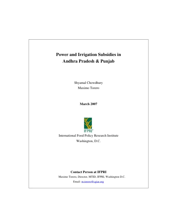 Power and irrigation subsidies in Andhra Pradesh & Punjab