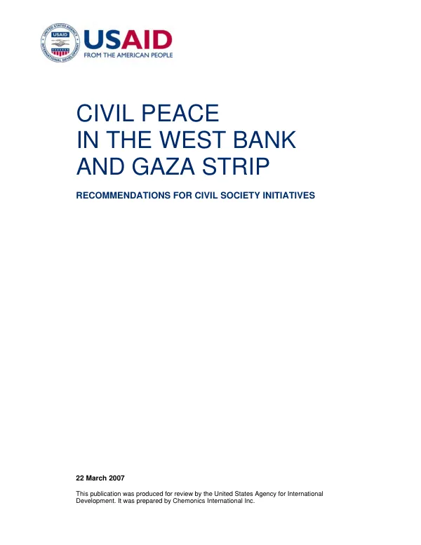 Civil peace in the West Bank and Gaza Strip : recommendations for civil society initiatives