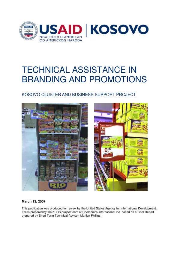 Technical assistance in branding and promotions : in-store marketing and good retail practices