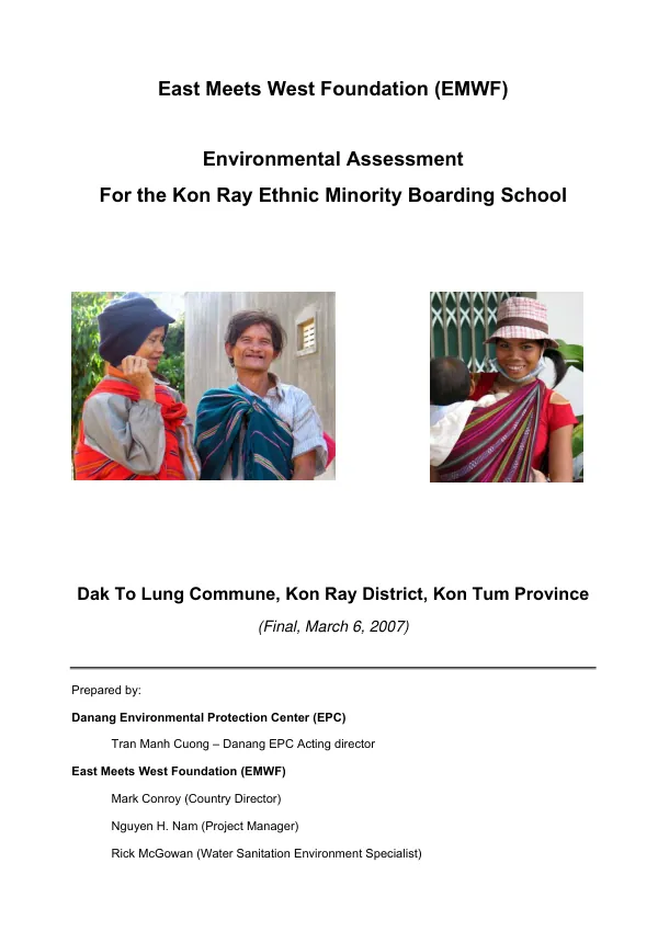 Environmental assessment for the Kon Ray Ethnic Minority Boarding School, Dak To Lung Commune, Kon Ray District, Kon Tum Province