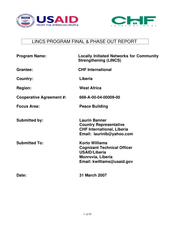 LINCS program final & phase out report
