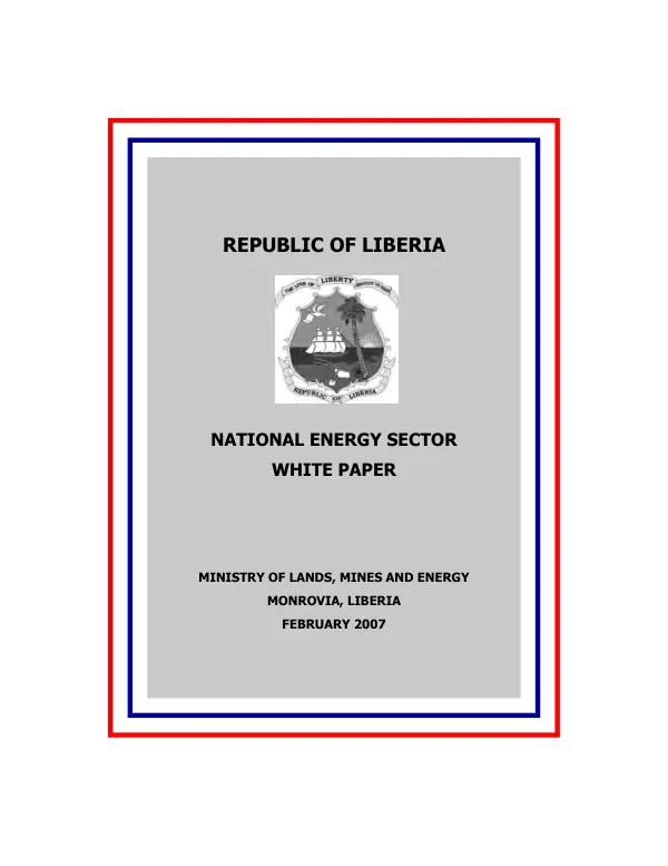 Republic of Liberia national energy sector white paper