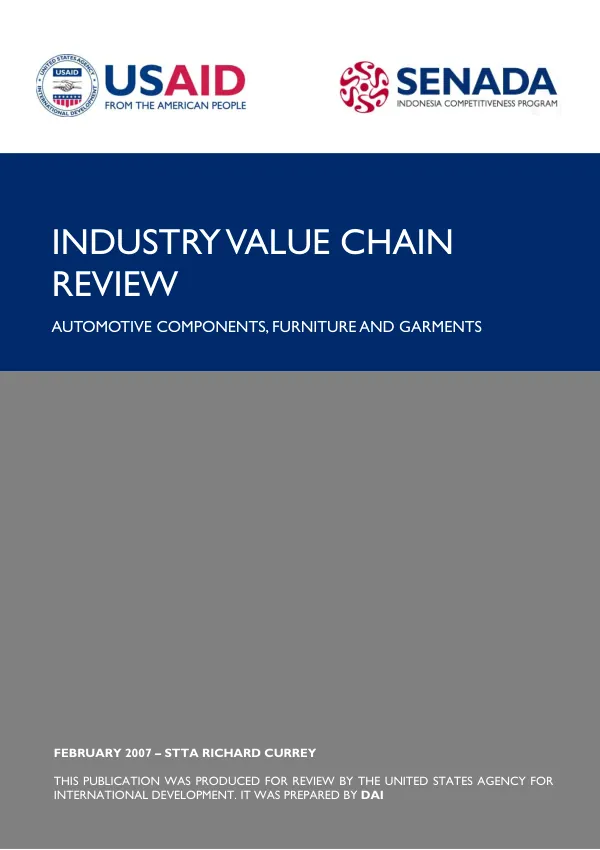 Industry value chain review : automotive components, furniture and garments