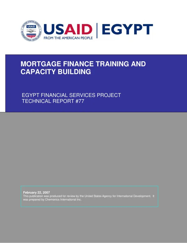 Mortgage finance training and capacity building