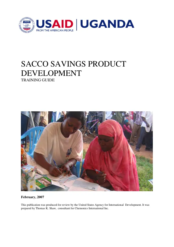 SACCO savings product development : training guide