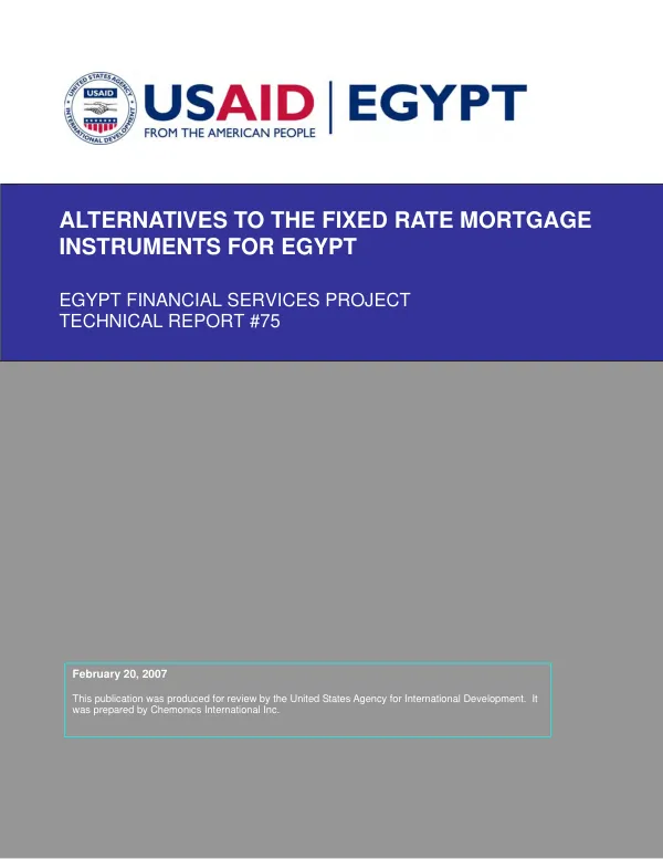 Alternatives to the fixed rate mortgage instruments for Egypt