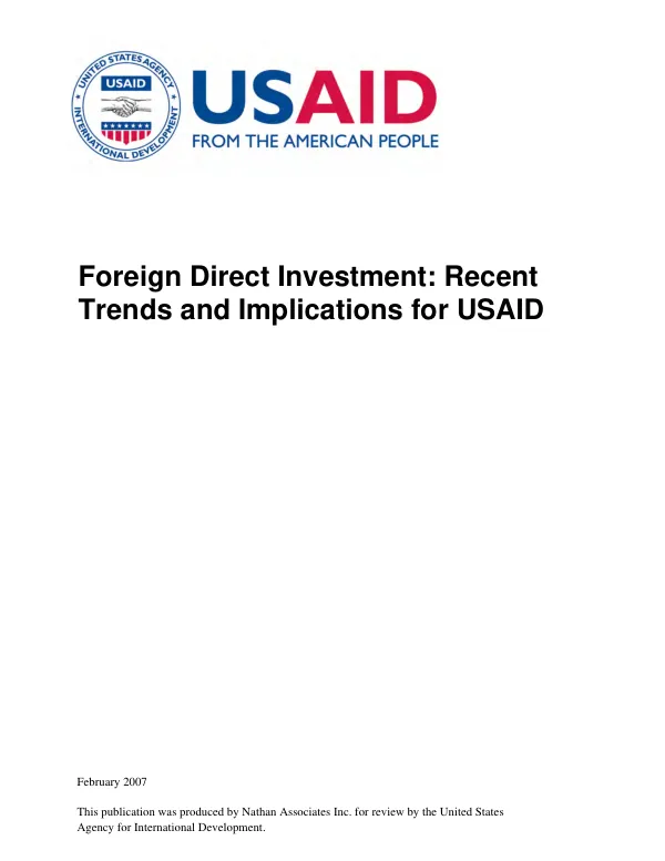 Foreign direct investment : recent trends and implications for USAID