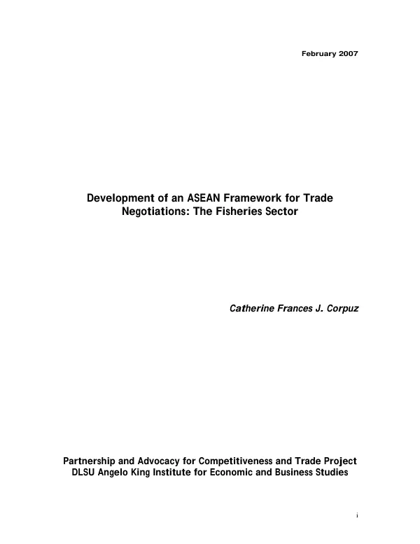 Development of an ASEAN framework for trade negotiations : the fisheries sector