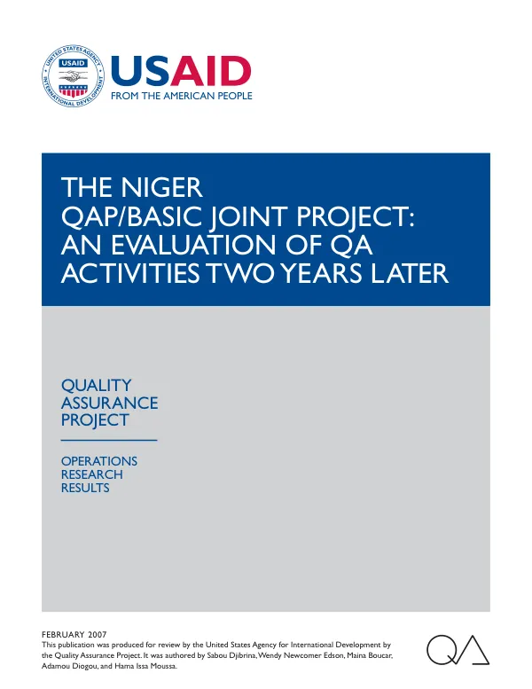 The Niger QAP/BASICS joint project : an evaluation of QA activities two years later