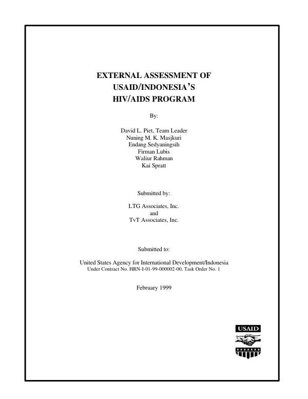 External assessment of USAID/Indonesia's HIV/AIDS program