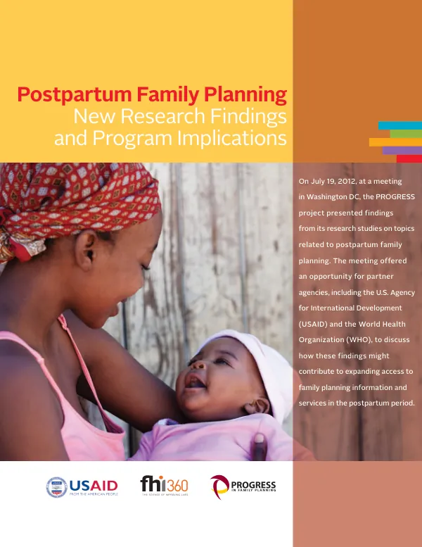 FHI 360. Postpartum Family Planning: New Research Findings and Program Implications.